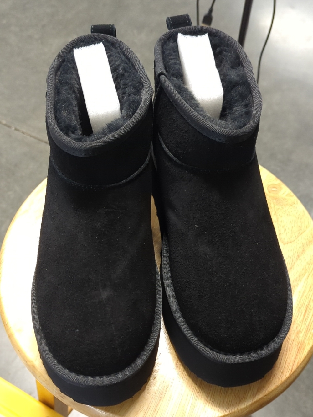 Black Suede Shearling Ankle Booties